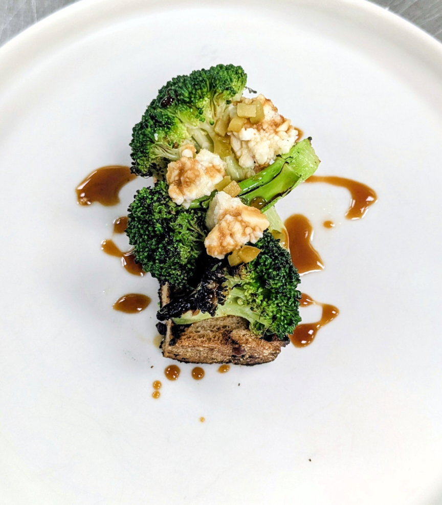 Charred Broccoli with Goat Cheese